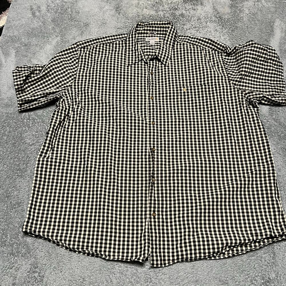 Carhartt Shirt Mens 4XL Plaid Shirt Sleeve Button Work